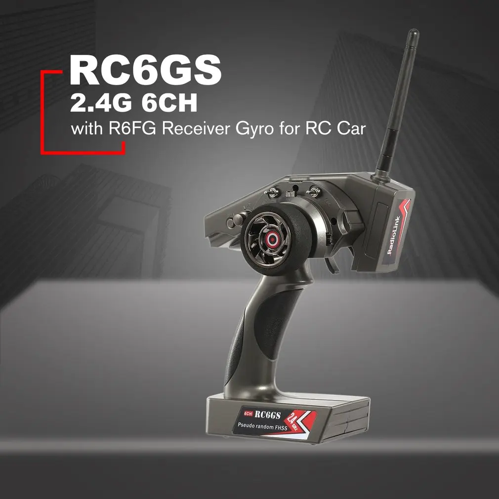 RadioLink RC6GS 2,4 GHz, 6CH 400M Diaľkové ovládanie Vysielača + R6FG Gyro vo Vnútri, Prijímač pre RC Auta, Lode