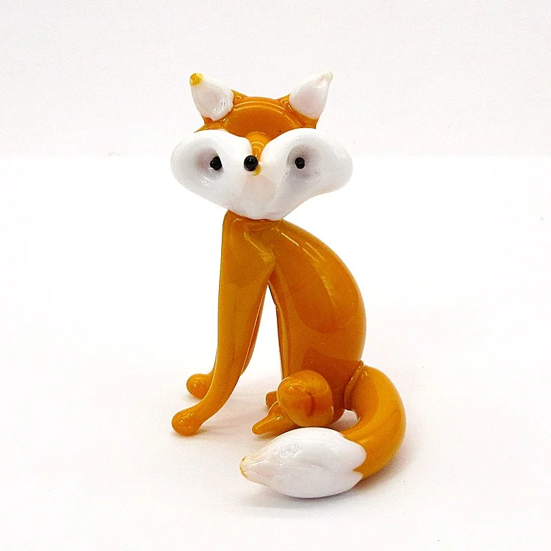 Remeslá miniatúrne Orange murano skla fox figúrka roztomilý zvierat Ornament dovolenku dar pre detský Domov Dekor kúzlo Príslušenstvo