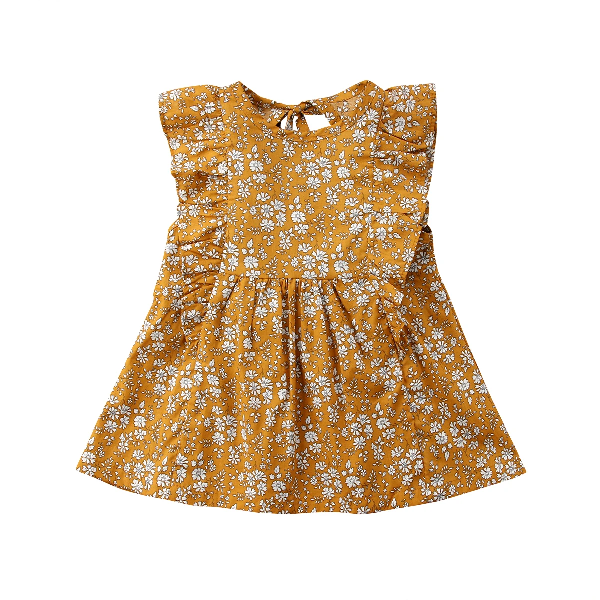 Retro Dievča Kvetinové Šaty, Baby, Deti Princezná Strany Tutu Zázvor Žlté Oblečenie Nové