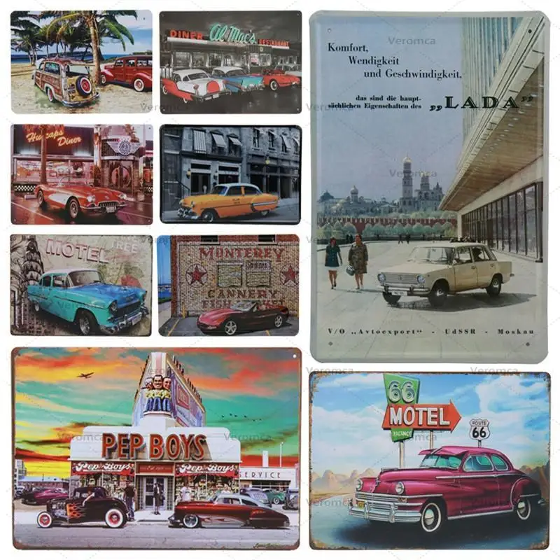 Retro Kuba Značka Auta Tin Známky Motel Vintage Dekor Doska Bar, Pub Stanice Darček Plagát Dekoratívne Kovové Steny Panel