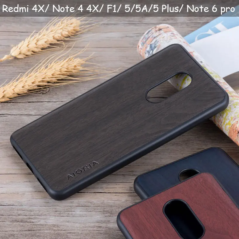 Retro obal pre Xiao Redmi poznámka 4 4X Pocophone F1 5A 5 Plus mäkké TPU &drevo PU kože koža pokrýva coque fundas Poznámka 5 6 pro