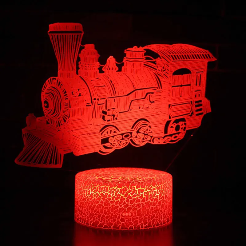 Retro vlak tému 3D Lampa LED nočné svetlo 7 Farieb Zmeniť Dotyk Náladu Lampa Vianočný darček Dropshippping