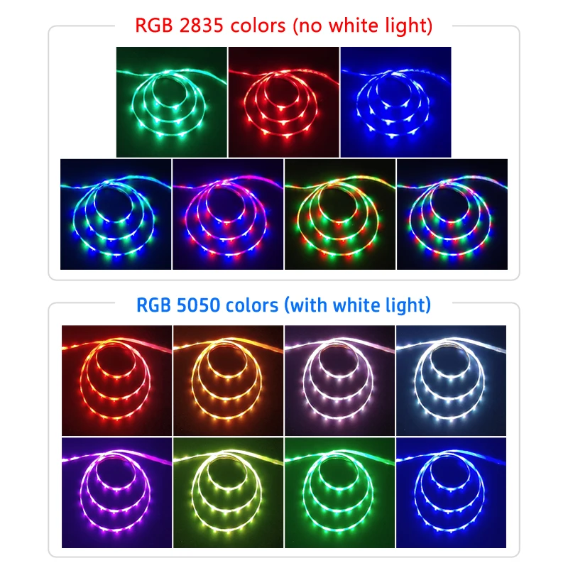 RGB 5050 LED Pásy Svetlo RGB 2835 SMD Pružný pás s nástrojmi Fita Svetla Led Diódy Pásky Pásky dc svetlo Led DC 12V Diaľkové Ovládanie