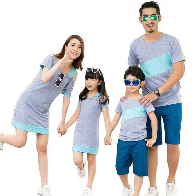 Rodina Vzhľad, Oblečenie Špeciálne Ramenné Pre Matky na Dcéru Šaty Rodiny Zodpovedajúce Oblečenie T-shirt pre Otca, Syna Rodinné Oblečenie