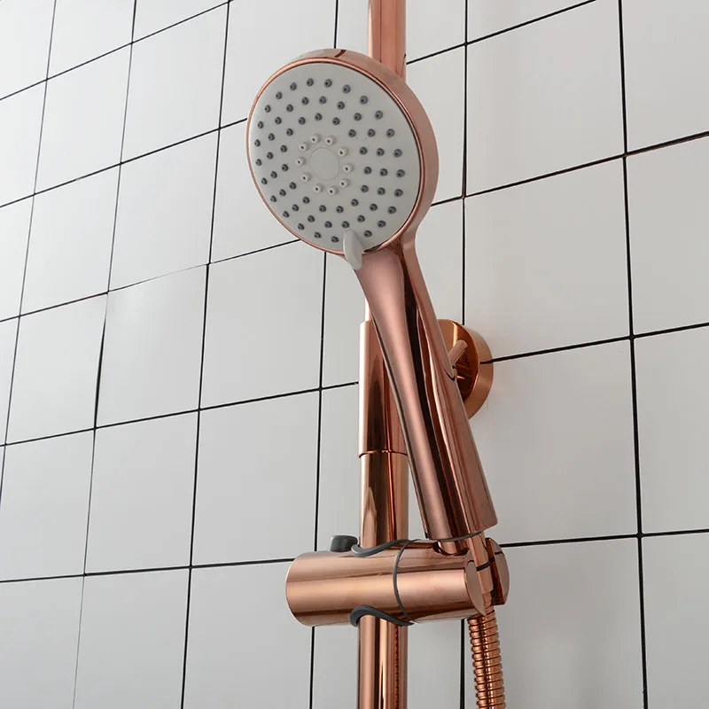 Rose Gold Brass Kúpeľňa So Sprchou Nastaviť Na Stenu Studenou Zmiešavacie Batérie, Sprcha