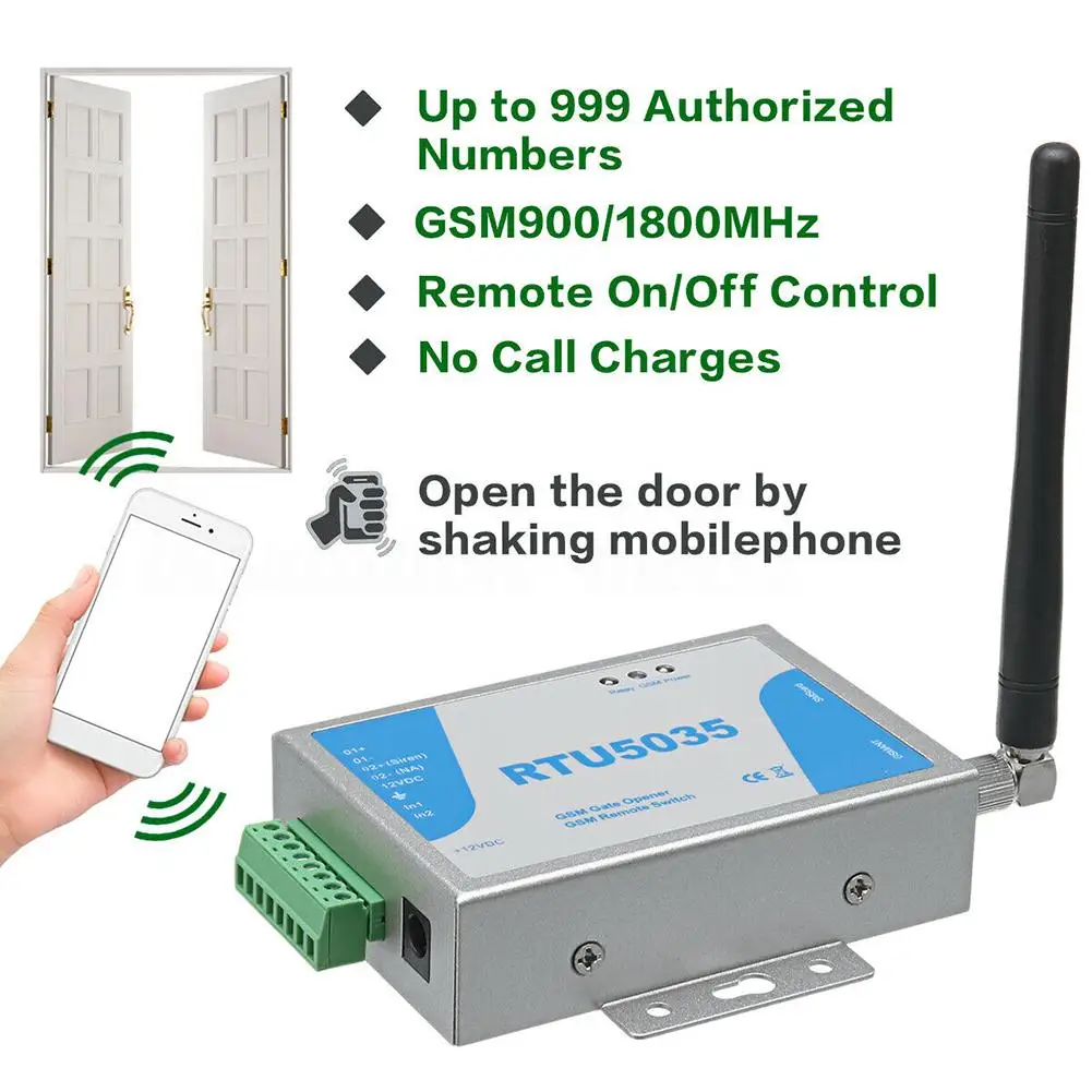 RTU5035 Telefón Trasie Ovládanie Brány GSM Diaľkové ovládanie garážovej brány Otvárač môže sledovať dvere. Ak nelegálnym vstupom stane