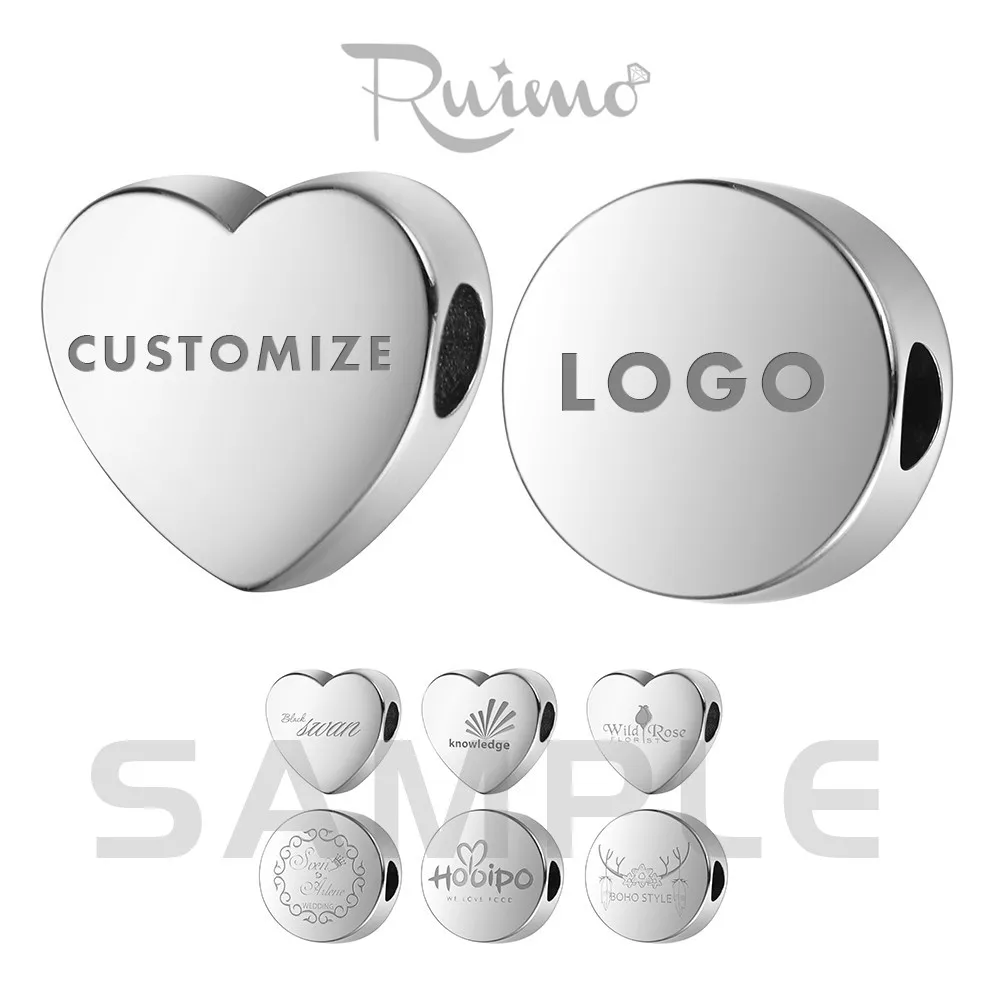 RUIMO European Heart Guľôčky Príslušenstvo Šperky Výrobu Vysoko Leštené 316L Zrkadlo Korálky Ozdoby Pre Ženy Kúzlo Náramky