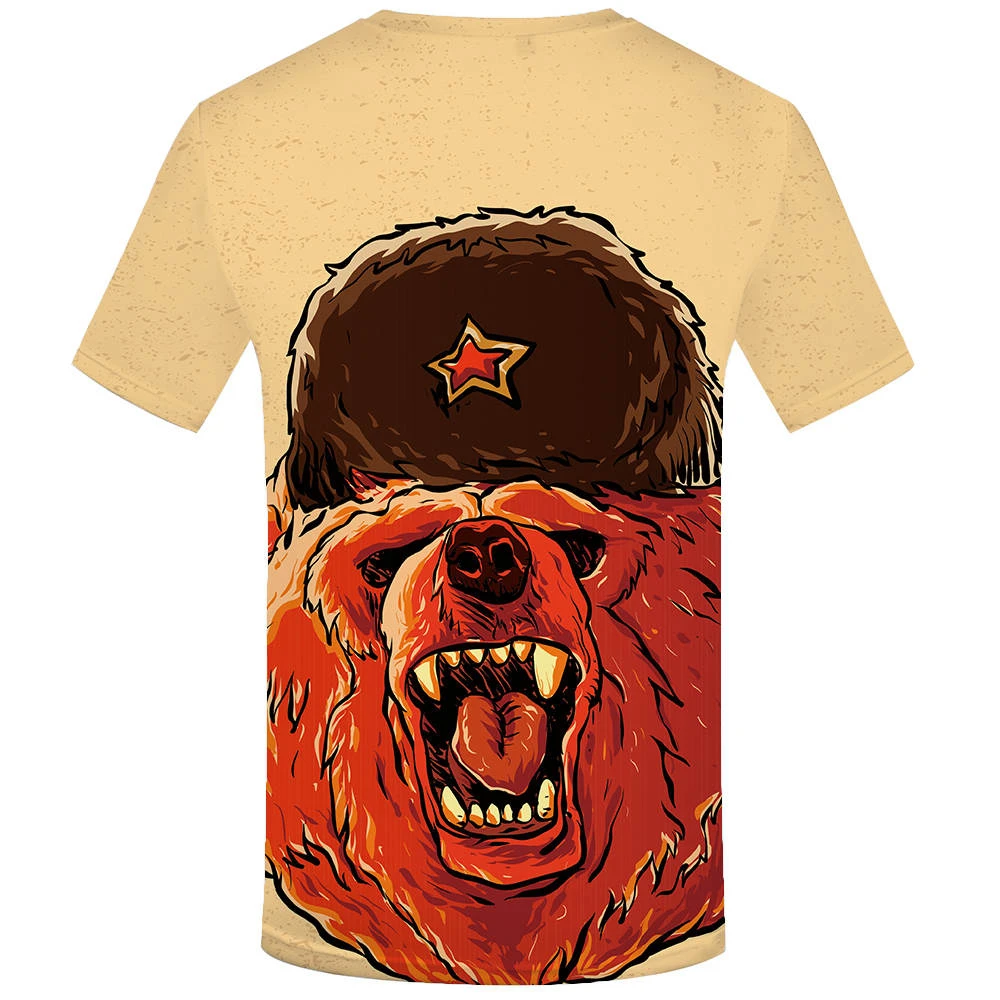 Rusko T-shirt Medveď Košele Vojny Tričko Vojenské Oblečenie Zbraň Tees Topy Mužov 3d tričko Cool Tee mužov oblečenie krátky rukáv