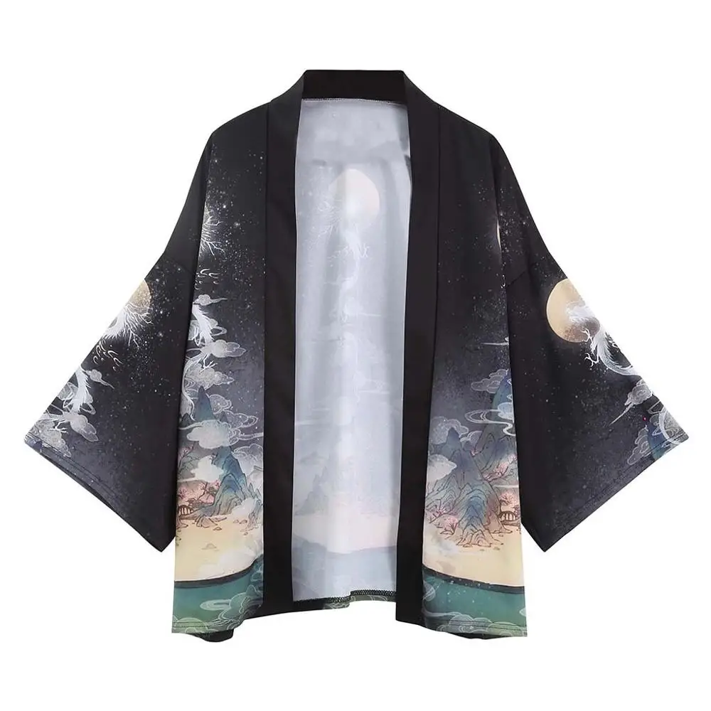 Samuraj Haori Nový Japonský Štýl Ukiyo-e Cardigan Harajuku Kimono Tradičné Oblečenie Ázijské Dragon Yukata Mužov a Žien Bunda