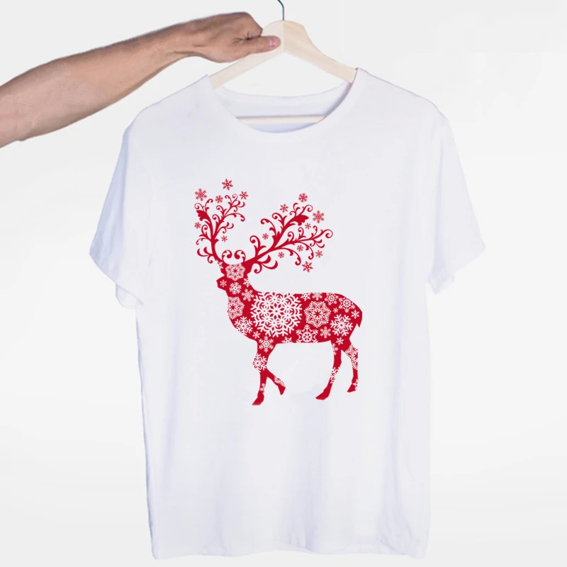Santa Claus Jeleň Vianočné T-shirt O-Krku, Krátke Rukávy Lete Ležérne Módne Unisex Mužov a Žien Tričko