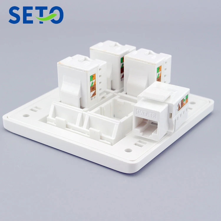 SeTo 86 Typ Štyri Porty RJ45 Cat5e Sieť Ethernet LAN Zásuvky v Stene Doska Socket Keystone Modularitou