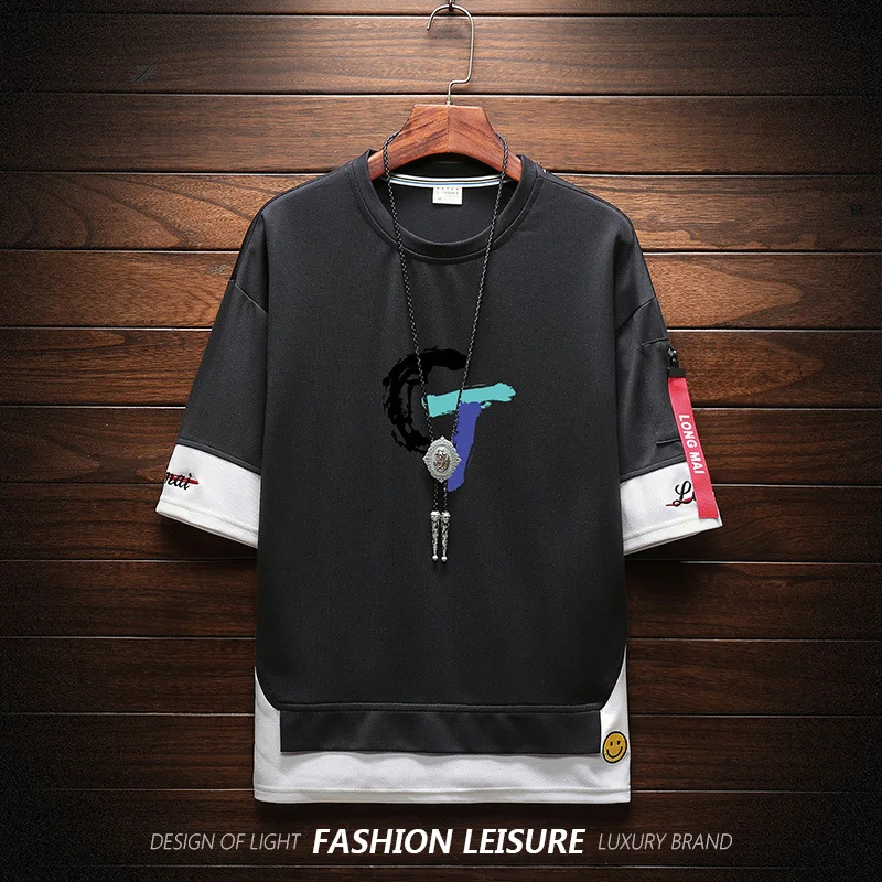 Severná Bežné Krátke rukávy T-shirt Tvár kórejský Mužov Voľné Plus Veľkosť Streetwear Osobnosti Výšivky Letné Tričko Mužov Bb50
