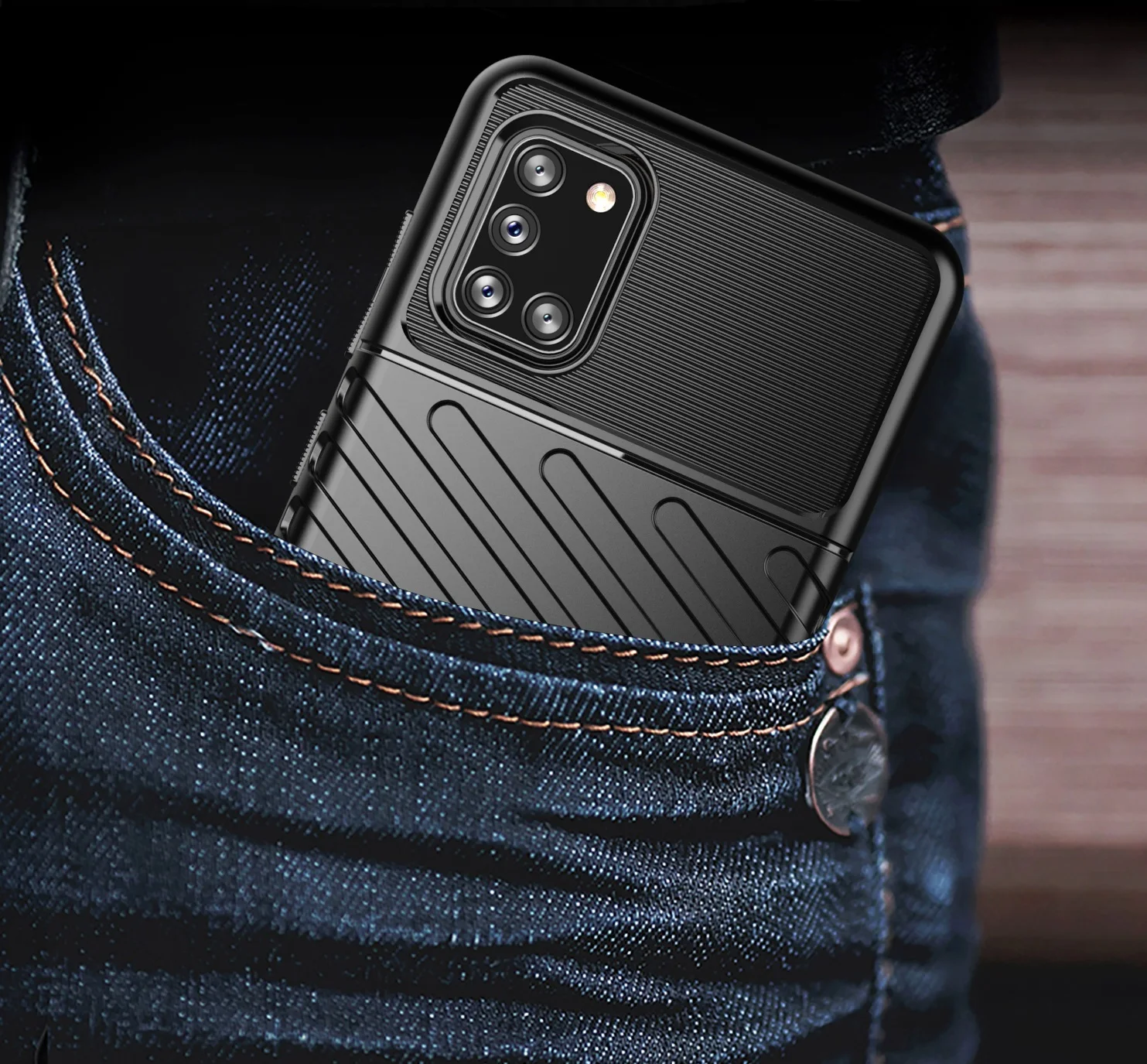 Shockproof obal pre Samsung Galaxy A31 Čierna Séria Onyx, caseport