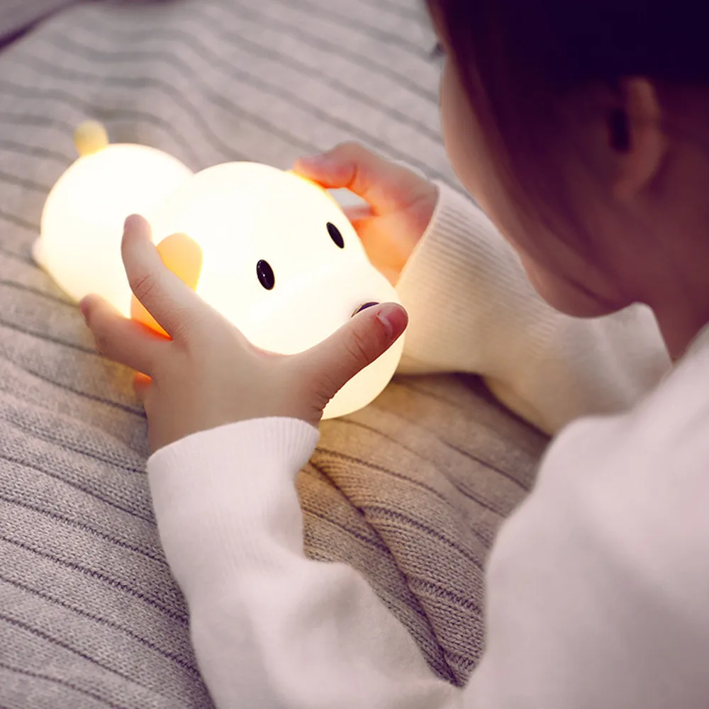 Silikónové Psa LED Nočné Svetlo Dotykový Snímač Stmievateľné Časovač Šteňa Lampa USB Nabíjateľné Spálňa Nočná Lampa pre Deti detský Baby