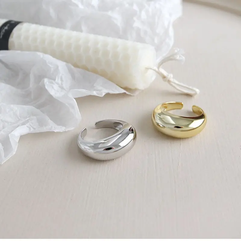 Silvology Lesklý Zakrivené Plochy Prstene Pre Ženy 925 Sterling Silver Temperament Textúra Japonsko Kórea Krúžky Elegantné Šperky Darček