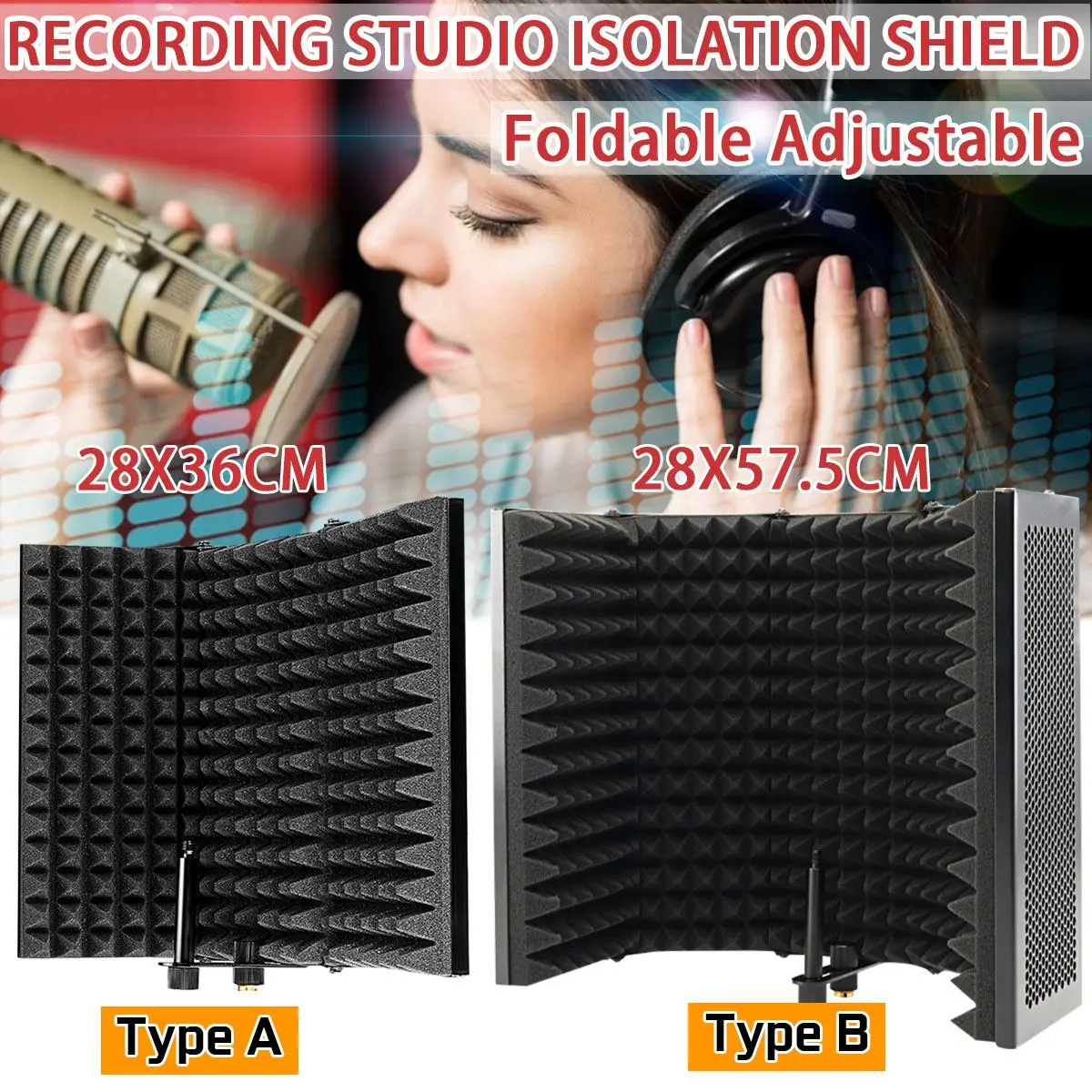 Skladacia Mikrofón Akustickú Izoláciu Štít Akustickej Peny Panel Štúdio pre Nahrávanie Živého Vysielania Mikrofón Príslušenstvo