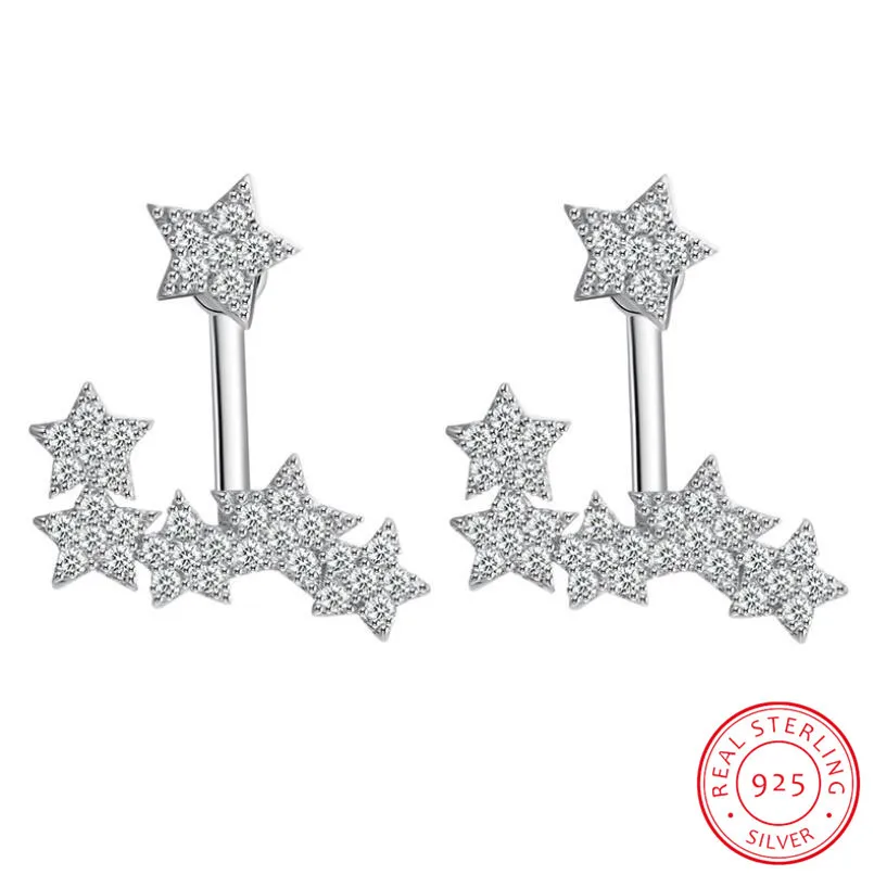 Sladké Módne 925 Sterling Silver Šperky Pre Ženy, Dievča Jed Oslňujúci Zirconia Star Stud Náušnice S-E526