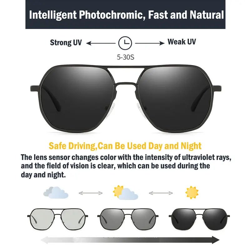 Slnečné okuliare Mužov Polarizované Photochrimic Uv400 Vysokej Kvality pre Jazdu Hliníkový Rám Mužov slnečné Okuliare Pilot Luxusné Značky Okuliarov 2020