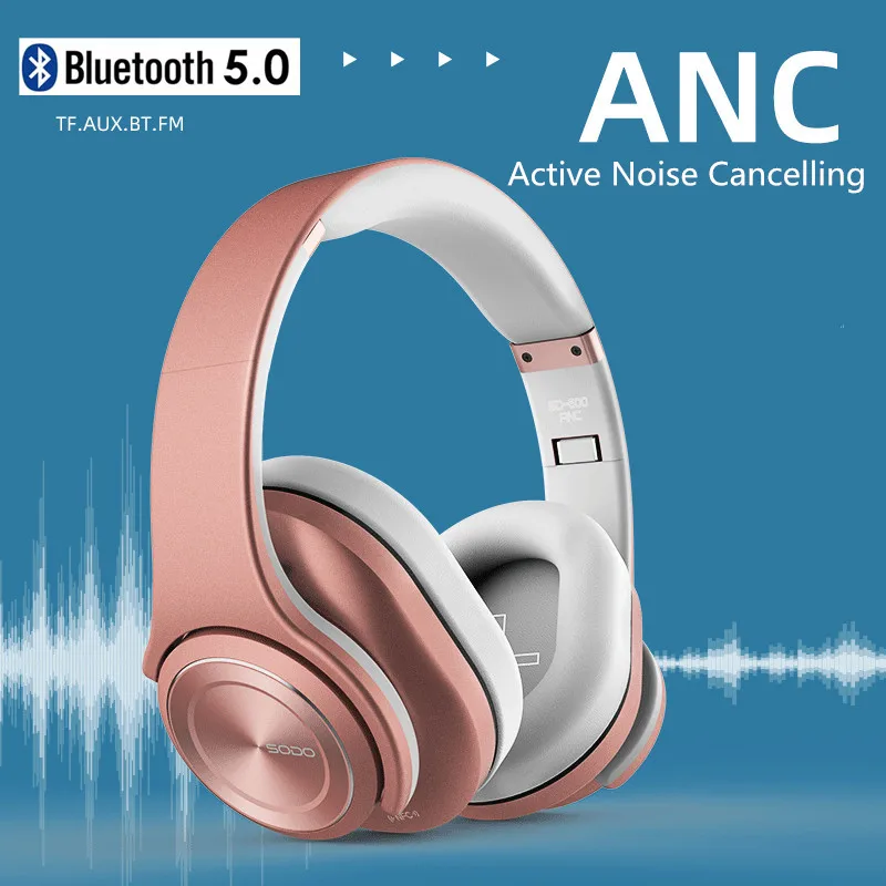 SODO ANC600 Bluetooth V5.0 Slúchadlá Aktívne potlačenie Šumu Slúchadlá Skladacia HiFi Bezdrôtový Headset Cez ucho s mikrofónom