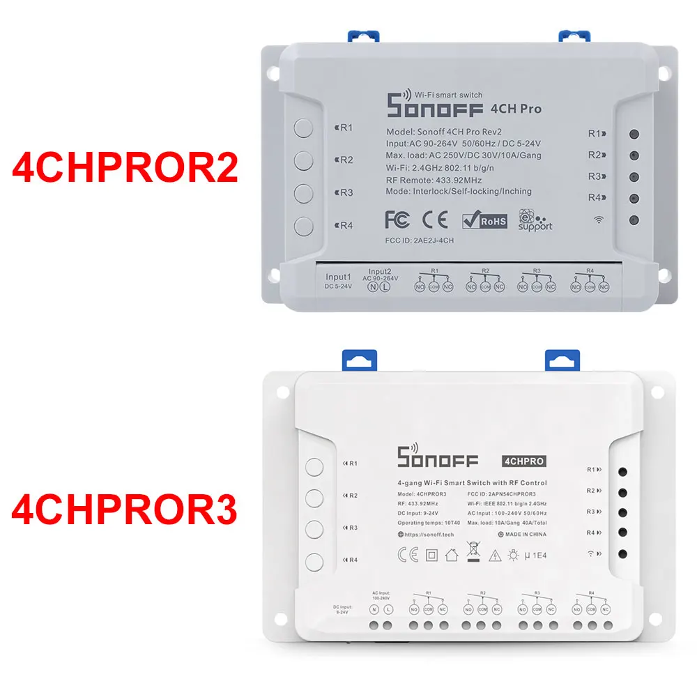 Sonoff 4CH Pro R2 10A /Gang 4 Kanálov, Wifi, Smart Switch 433 MHZ RF Diaľkové Wifi Osvetlenie, Prepínač Podporuje 4 Zariadenia Pracuje s Alexa