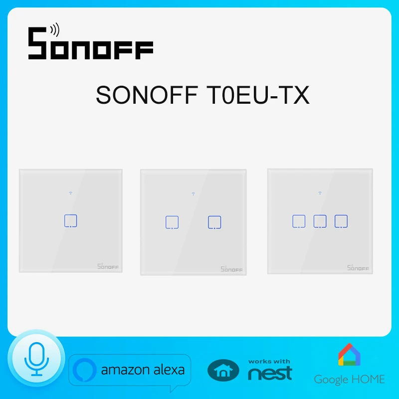Sonoff T0EU 1/2/3 gang TX Nástenné svietidlo Prepne 86 Typ Diaľkovo Ovládané Wifi Switch S Hraníc Pracuje S Alexa Domovská stránka Google
