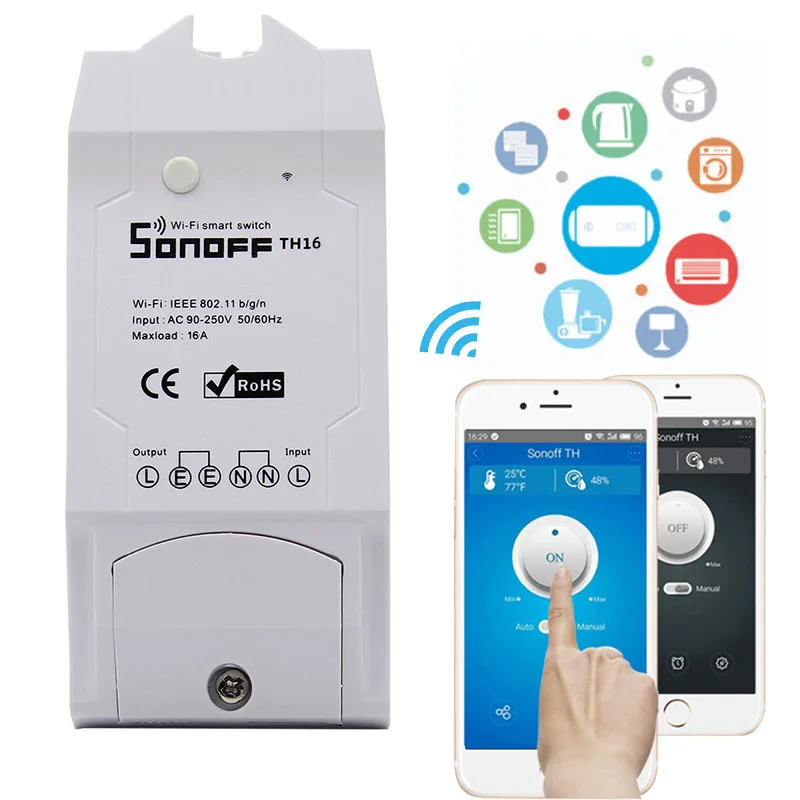 SONOFF TH16 /TH10 Wifi Smart Switch Teplota Vlhkosť Monitorovanie Nepremokavé Senzor Hlasové Ovládanie Práce S Alexa Domovská stránka Google