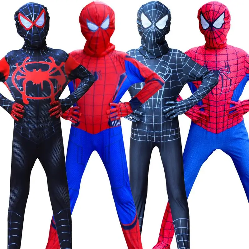 Spider cosume muž, dieťa, dospelý Anime Web Cosplay Červený Vzhľad A Maska Plášť Jumpsuit maškarný chlapec zamaskovať