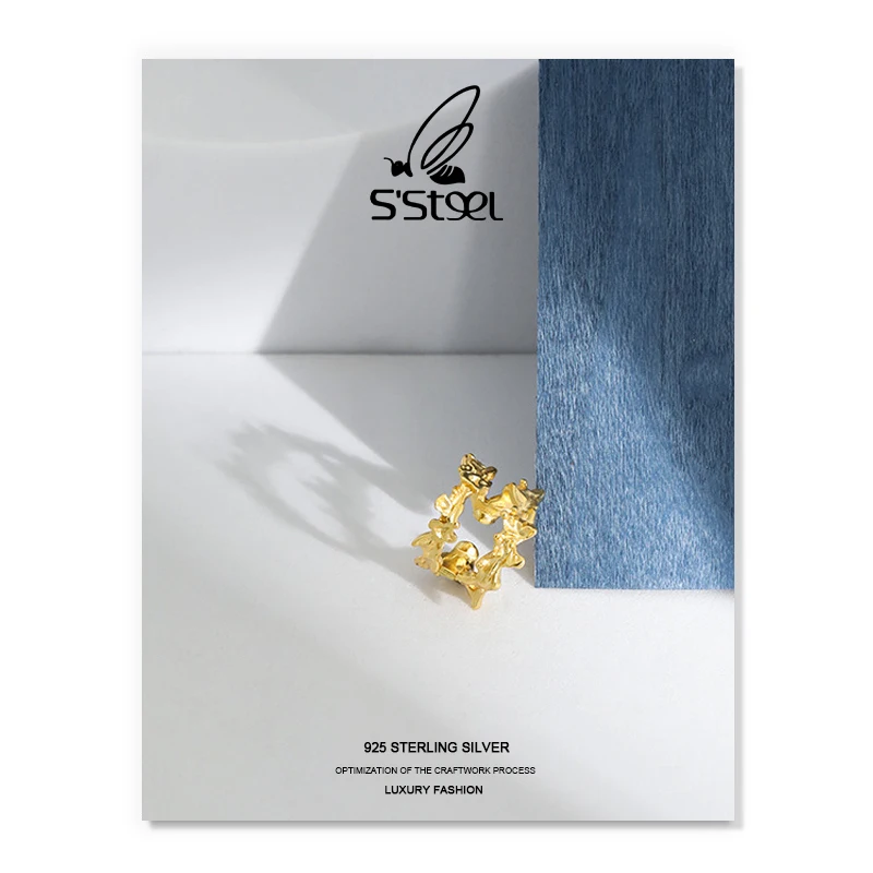 S'STEEL Nepravidelný Cilp Náušnice Pre Ženy 925 Sterling Silver Náušnice Minimalistický Osobné Gold Earings Pendientes Šperky