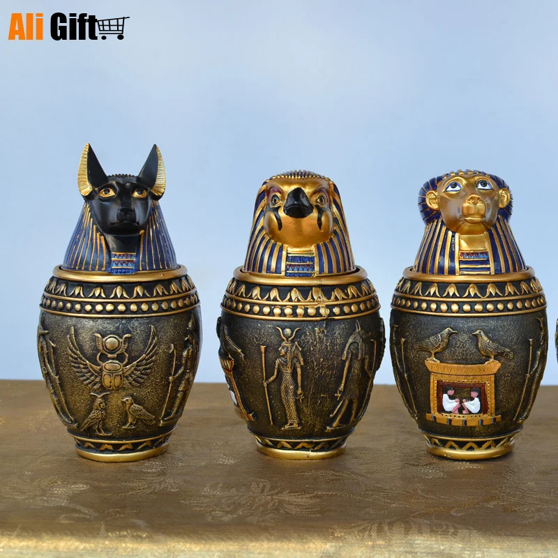 Staroveký Egypt Mačka Boha Canopic Jar Skladovanie Figúrky Faraóna Saint Živice Umenie A Remeslá Domáce Dekorácie
