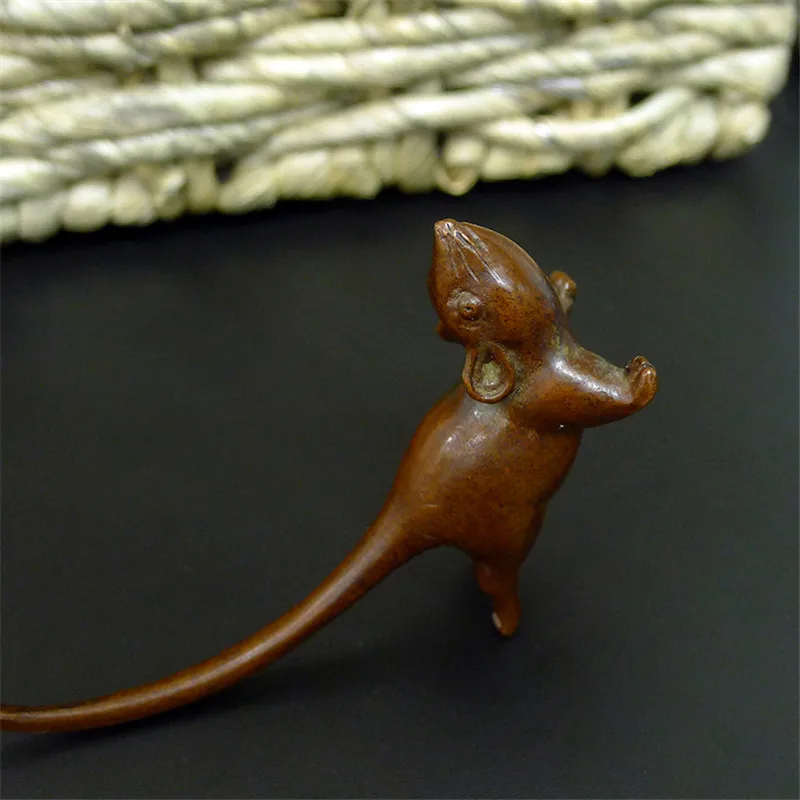 Starožitný Čistej Medi Dlho-tailed mouseTea Pet Tabuľka Ozdoba Lucky Domáce Dekorácie, Doplnky, Ručne vyrobené Figúrky Zvierat Remeslá