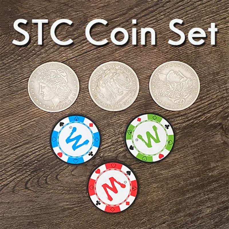 STC Súbor Mincí Triple Čipy Súbor Mincí zblízka Kúzla Mince Magic Rekvizity Mince Zobrazujú sa Strácajú Double Face Super Triple Mince Legrační