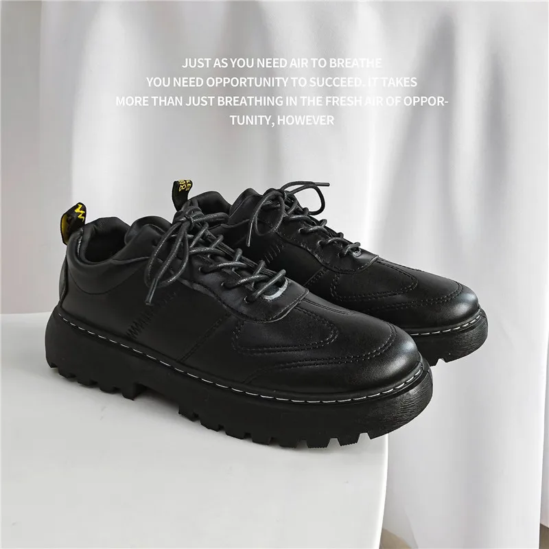 Summersmallleathershoes mužov bežné kaderníčky topánky priedušná non-slip silné päty šaty pracovné topánky divoké čierne kožené topánky