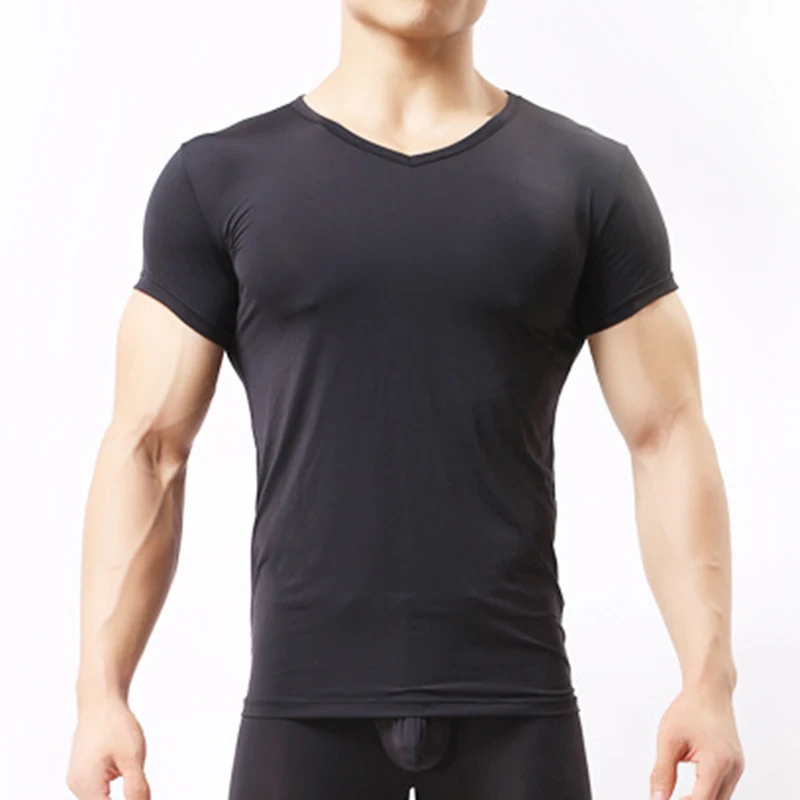 Super tenký Sval mužov chladné letné bežné fitness tvaru krátke tričká modálne bavlna obezity muž t-tričko(Top len)