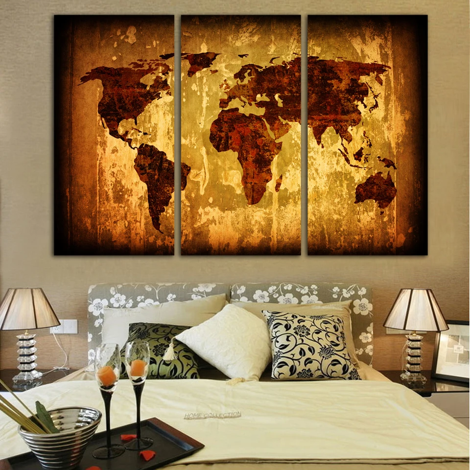 Svet mape mesta Paríž, Londýn, New York, plagáty, Nordic štýl steny v obývacej izbe umenie maľba, rodinné dekorácie, maliarske plátno