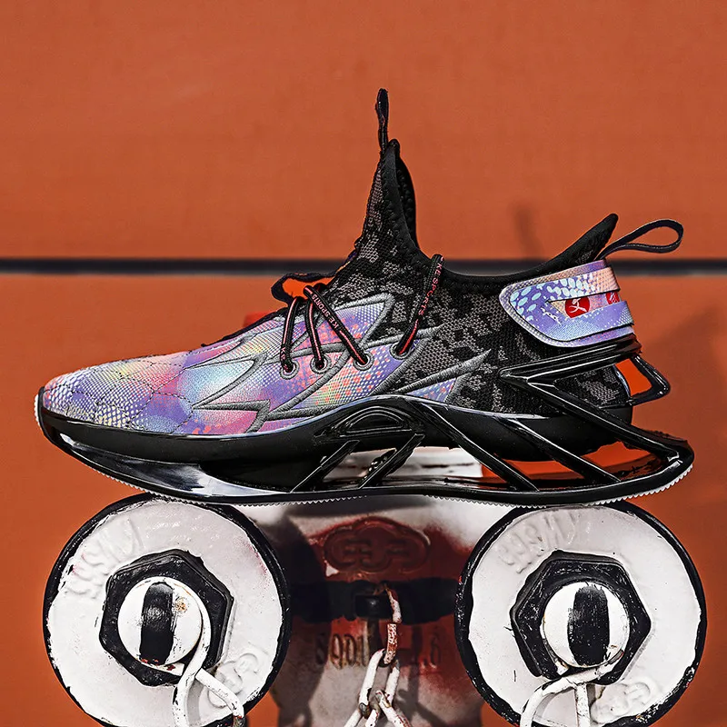 Svetelný nové farebné športové pánske topánky pohodlné, priedušné lietania tkané pánske členkové topánky odpruženie non-slip bežecká obuv
