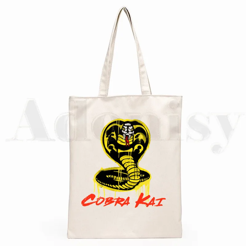 Thajský Venomous Had Cobra Kai Tvrdý Úder Grafické Karikatúra Tlače Nákupné Tašky Dievčatá Módne Bežné Pacakge Ruky Tašku