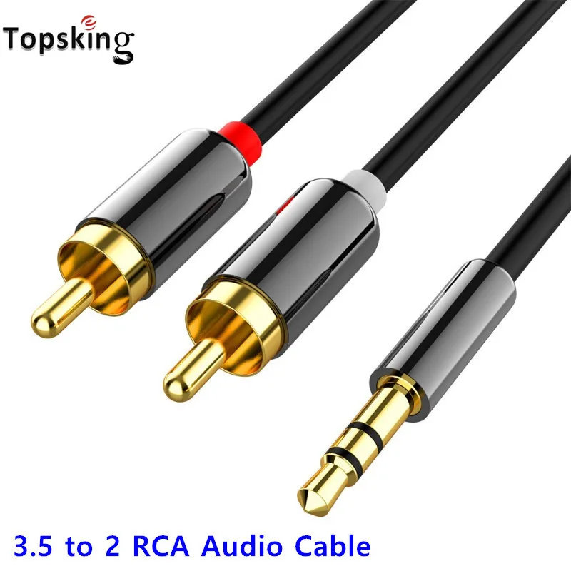 Topsking 3.5 Dvojité RCA Kábel HiFi Stereo 2RCA na 3,5 mm Jack audio kábel Jack Rca Aux kábel Pre telefón Edifer Domáce Kino DVD