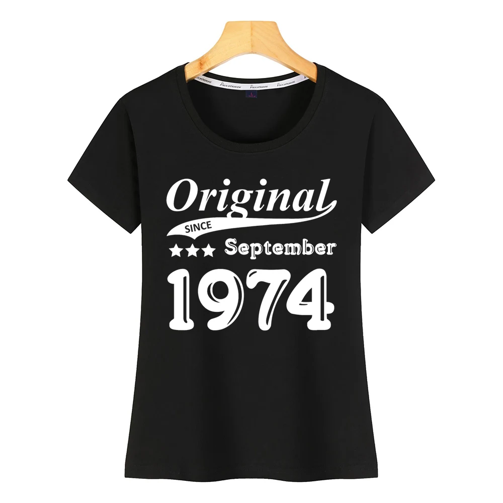 Topy T Shirt Ženy originál od septembra 1974 Bežné Black Vlastná Žena Tričko y2k estetické košele ženy harajuku