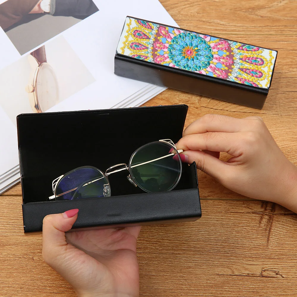 Tvorba DIY Diamond Maľovanie Okuliare Box Kožené Cestovné slnečné Okuliare Úložný Prípade, Osobné Ručné Darček k Narodeninám Príslušenstvo