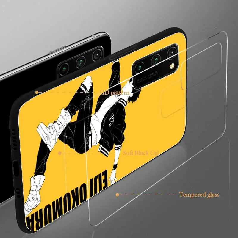 Tvrdené Sklo Prípade Huawei Honor 8X 9X 10 Lite 20 30 Pro Zadný Kryt pre X10 5G Max telefón Shell Banán Ryby Anime Capa Taška