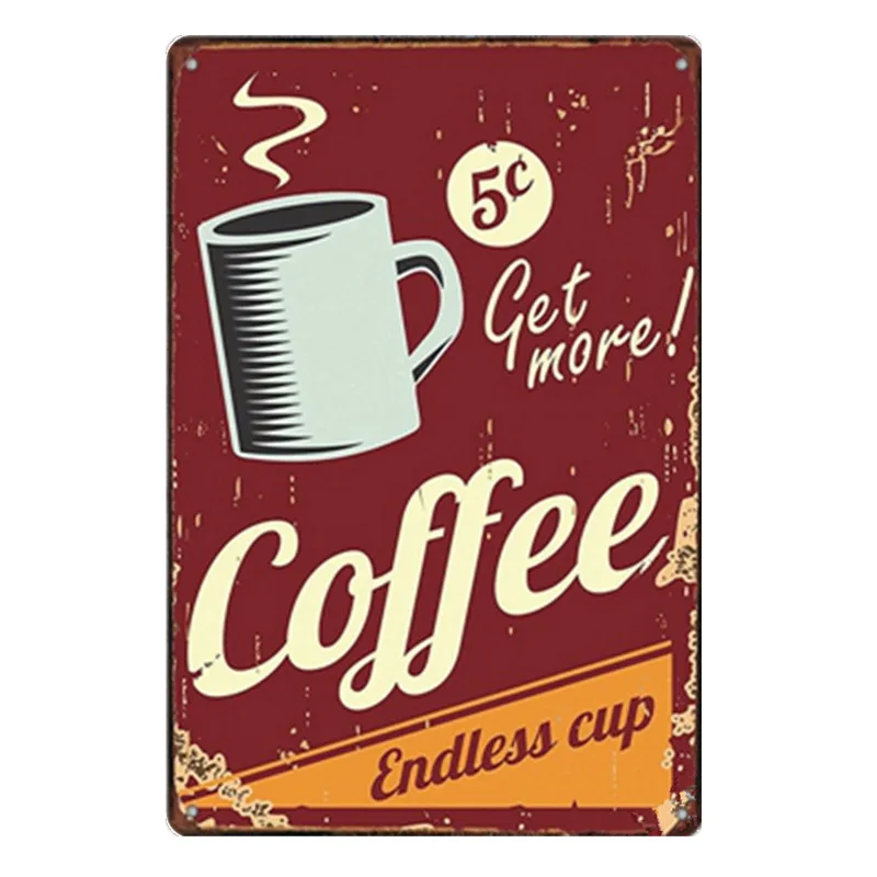 Udržať Pokoj Piť Káva Cafe Shop Kuchyňa Decor Vintage Tin Prihlásiť Ošumelé Umenie Visí Železa Obrazy Kovové Plakety Doska Plagáty