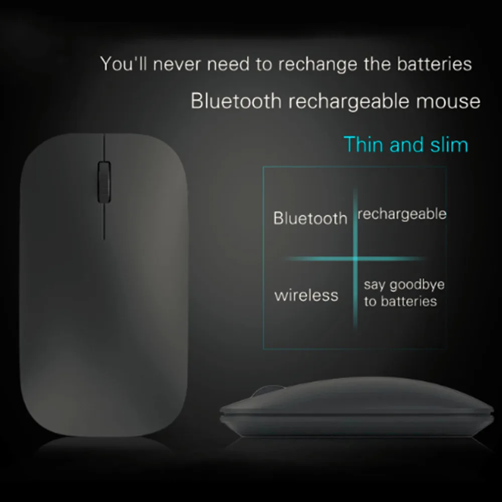 Ultra Tenké Prenosné Optická Bezdrôtová Myš Bluetooth 3.0 Nabíjateľná Bluetooth Myši na Počítač, Notebook Pc pre Android pre Mac