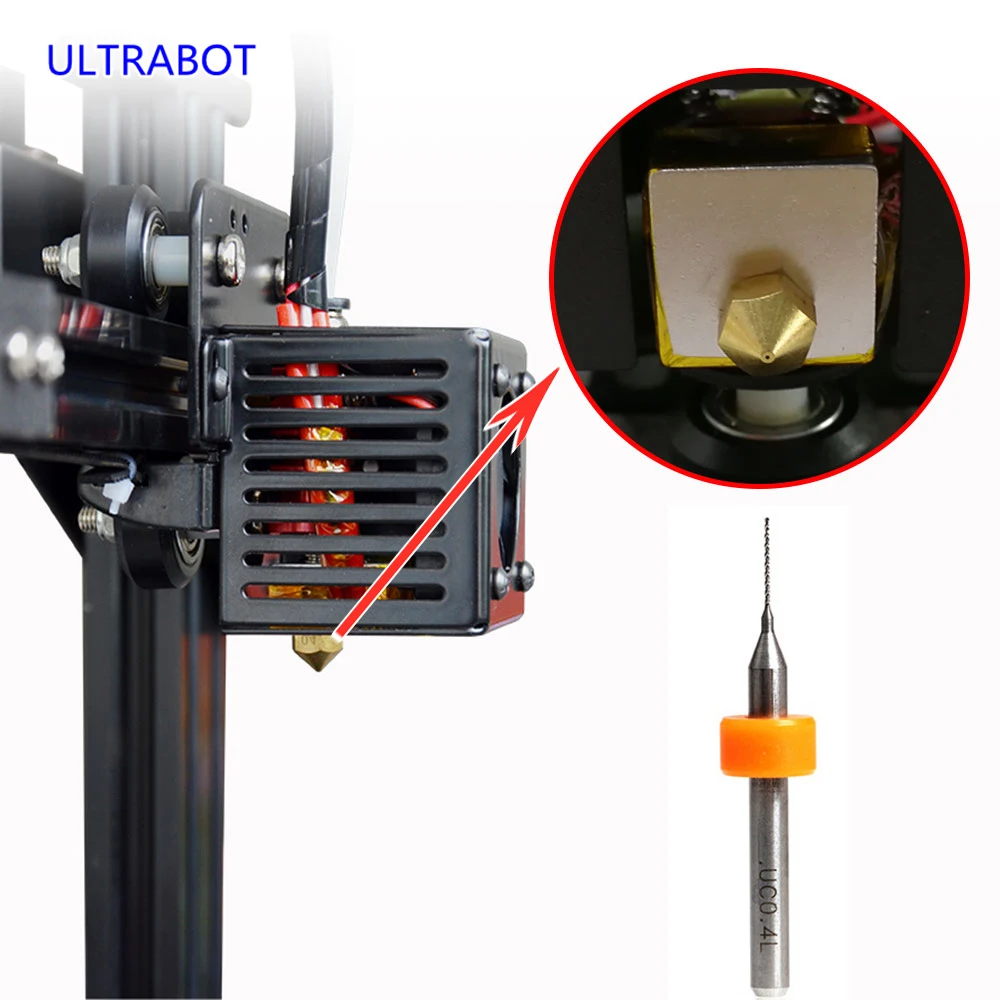 ULTRABOT 3D Tlačiarne Diely 10pcs/box vrtáka na Čistenie Trysky s 10 veľkosť 0,1 mm 0.2 0.3 0.4 mm 0.5 0.6 mm 0.7 0.8 0.9 1.0 mm