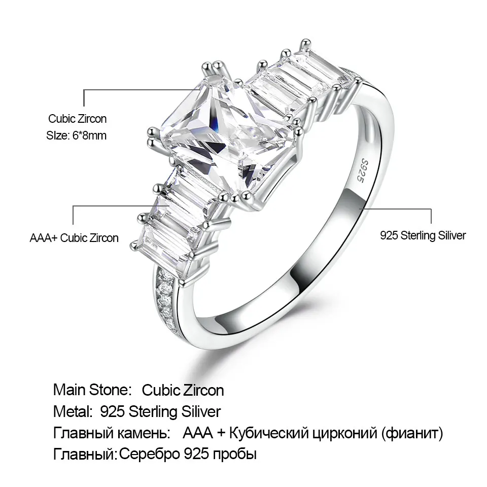 UMCHO Jasné, Zirkón Luxusné Real 925 Sterling Silver Krúžky pre Ženy Zásnubný Prsteň Striebro 925 Kamene, Šperky, Jemné Šperky