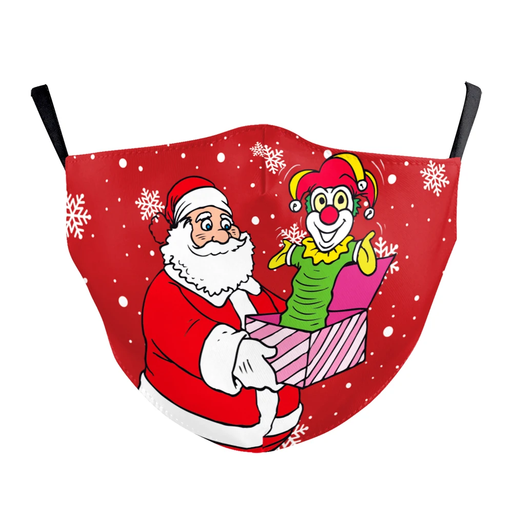 Umývateľný Vytlačené Masky Detí, Santa Joker Úst Maska Opakovane Dospelých Vianočné Masku na Tvár Ochranné Filtre Úst-utlmiť Maska