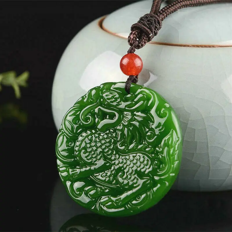 Unicorn Green Jade Náhrdelník Prívesok, Ručne Vyrezávané Prirodzený Pôvab Šperkov Kirin Amulet Módne Doplnky pre Mužov, Ženy, Darčeky