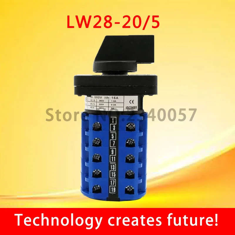 Univerzálny Spínač LW28-20A/5, 3Position 20Terminals Rotačné Cam modulu Prepínača 550V 20A 3position 5 uzlov