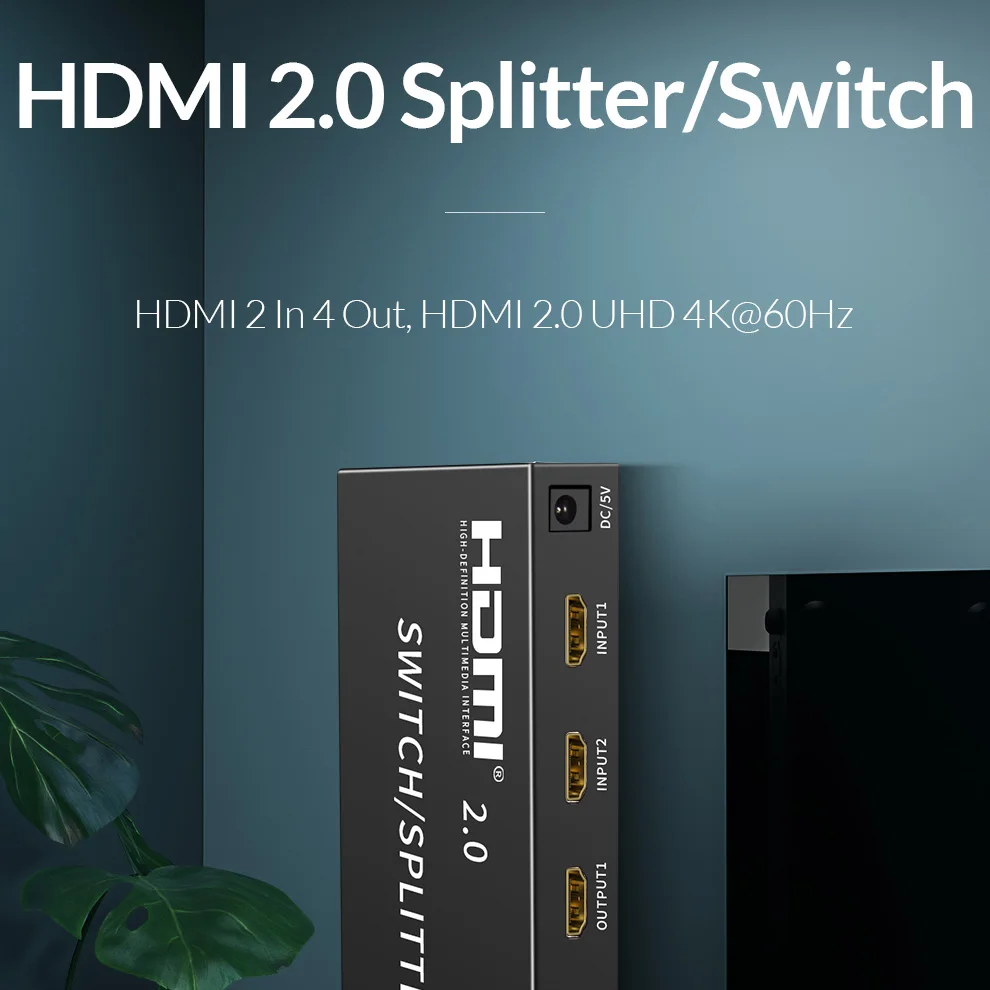 Unnlink kompatibilný s HDMI 2.0 2 V 2/4 Sa HDCP2.2 4K@60Hz HDR Prepínač Splitter 2x2/4 Optické 3,5 mm Audio pre TV Projektor PS4 xbox