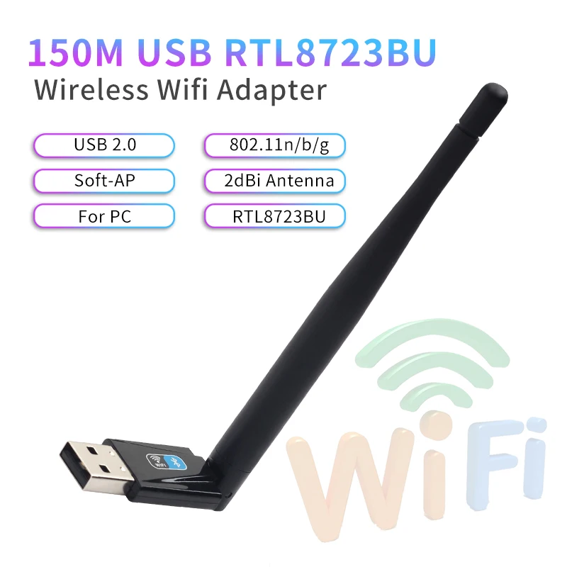USB Adaptéra WiFi 150Mbps RTL8723BU Bluetooth 4.0 2.4 G Lan Bezdrôtové Sieťové Karty, USB Wifi Prijímač 2dBi Anténa Vysielača