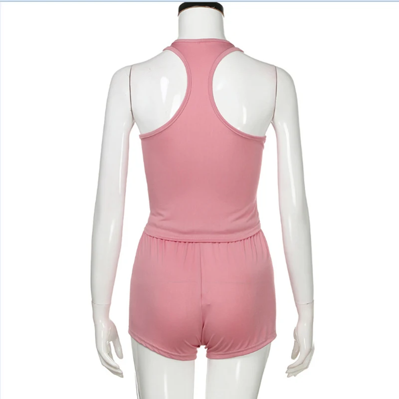 V lete roku 2020 Ženy Sady Vesta Fitness Cvičenie Oblečenie Beží Voľné Šortky Vyhovovali Ružová Módne Košieľka Športové Vyhovovali dve dielna sada